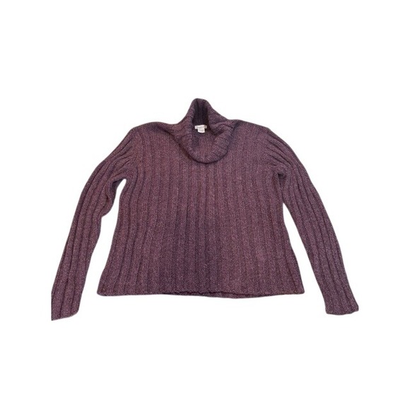 Sundance Sweaters - Sundance Womens Ribbed Knit Turtleneck Sweater Plum Purple Cotton Silk Cozy XL
